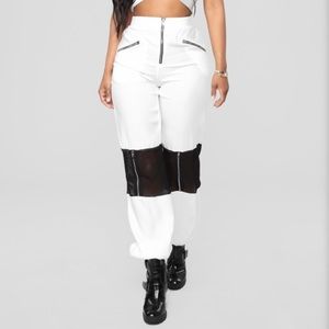 Fashion Nova white/black jogger pants